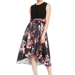 Sally Lou Hi Low Print Skirt Dress with Black Pear